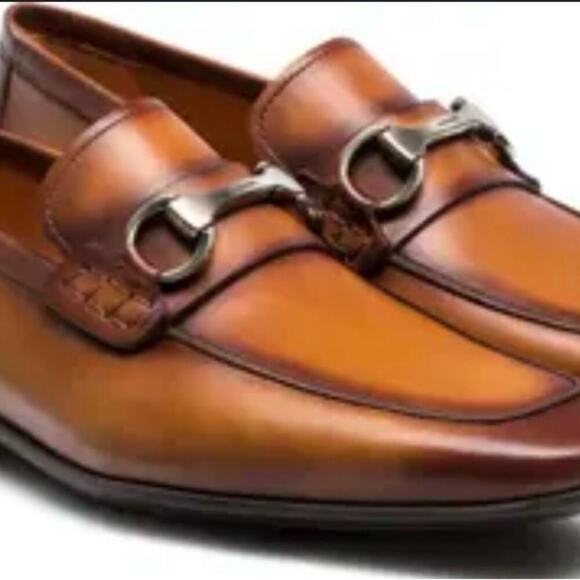 Magnanni Rafa II Apron Men’s Toe Bit Brown Loafers 8M Leather Dress Shoes Office - Picture 4 of 10